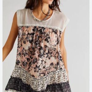 Free People Black and Pink Floral Dress/tunic